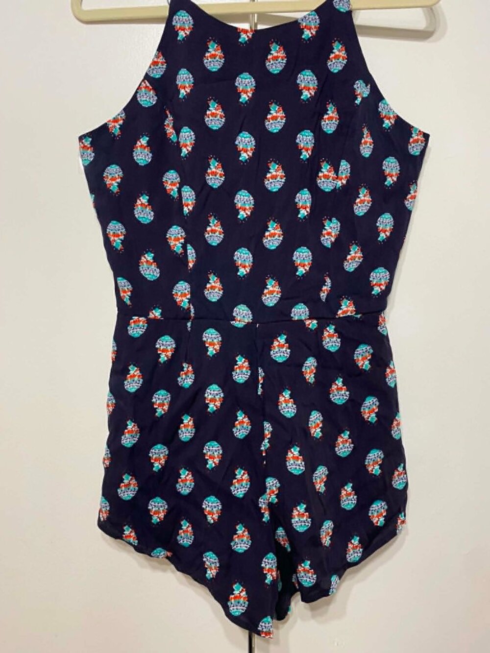 Summer Vacation Casual Chic Printed Romper Navy Medium